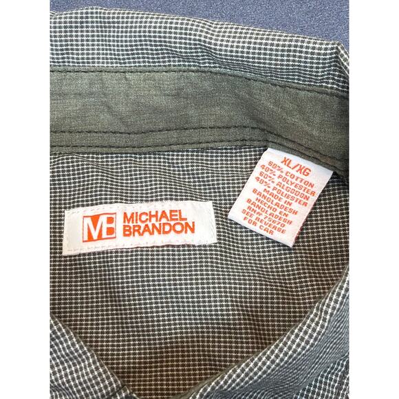 Michael Brandon Long Sleeve Button Down Shirt Green/White Small Plaid Mens XL - Picture 3 of 10